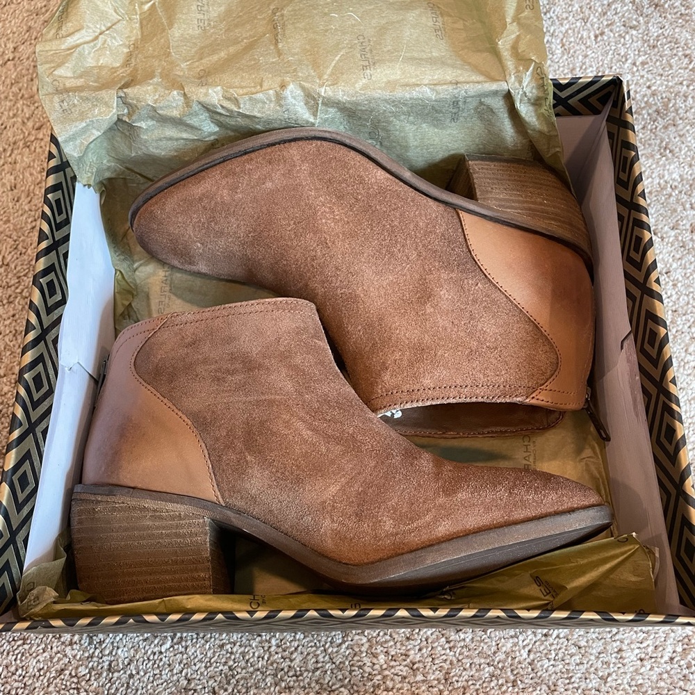 Charles by Charles David Cognac Brown Zip up Bootie